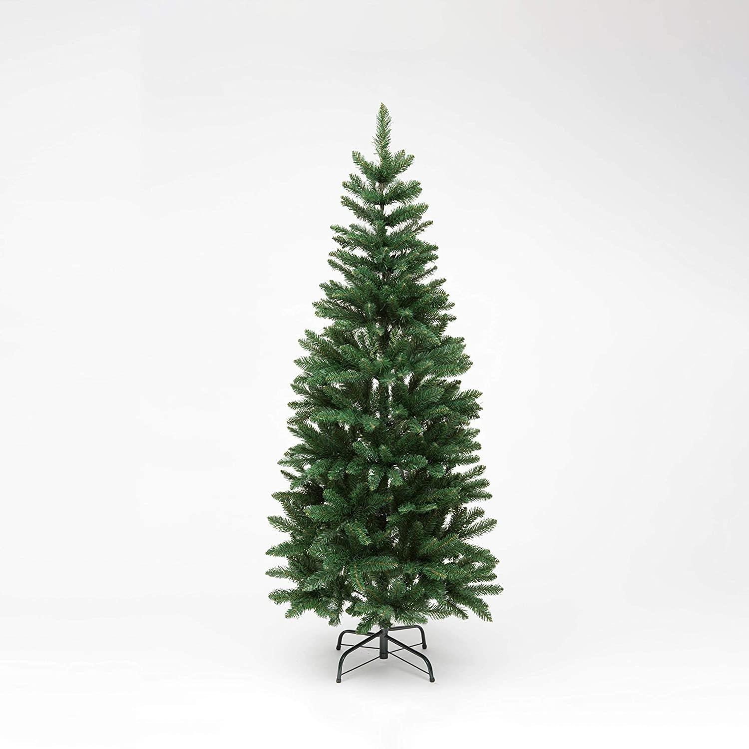 8FT Slim Pine Green Tree Christmas Holiday Festive Xmas Home Decorations with Pencil Point Tips