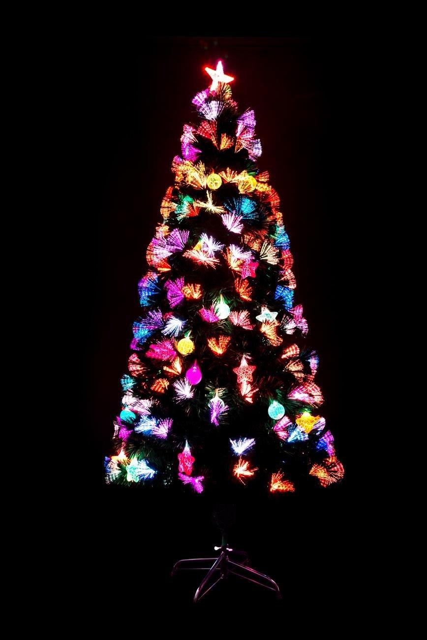4Ft/120cm Pastel Stars and Baubles Fibre Optic Christmas Tree LED Pre-Lit
