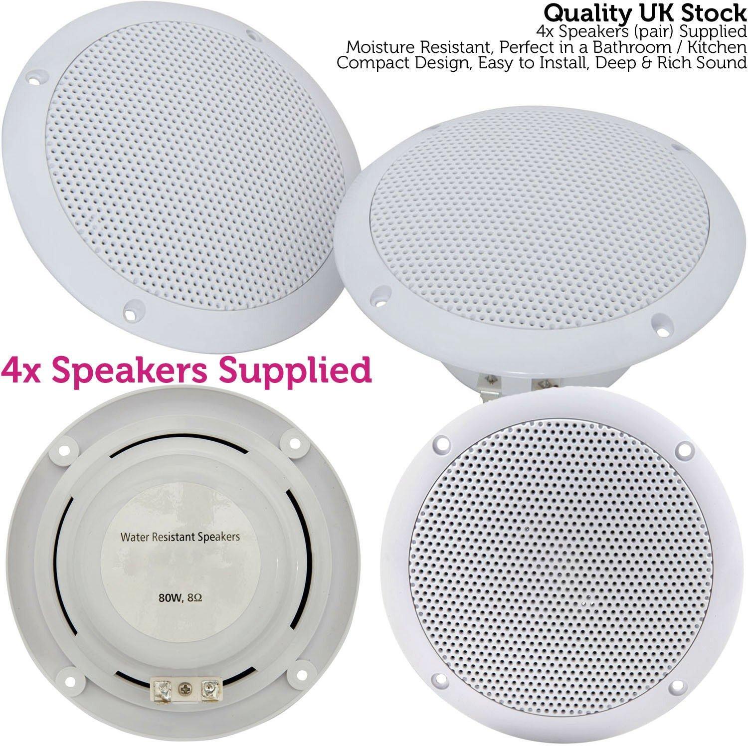 SMART HOME Bluetooth Amplifier & 4x Ceiling Mini Speaker Kit Compact HiFi Amp