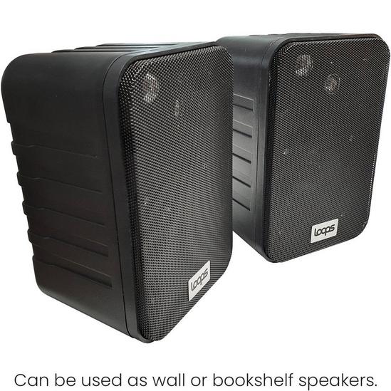 Loops SMART HOME Bluetooth Amplifier & 2 Black Wall Mount Speaker Kit Compact HiFi Amp 3