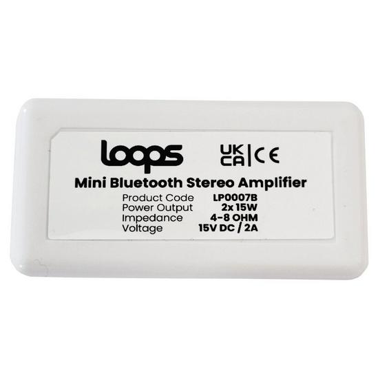 Loops SMART HOME Bluetooth Amplifier & 4 Black Wall Mount Speaker Kit Compact HiFi Amp 2