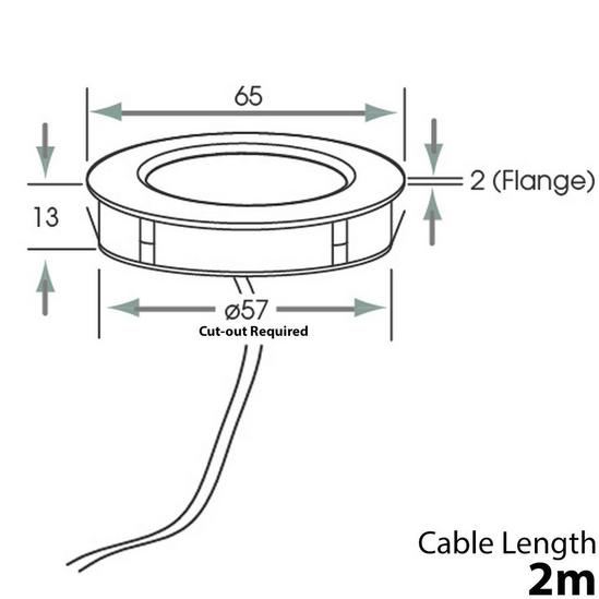 Loops 2x CHROME Round Surface or Flush Under Cabinet Kitchen Light Kit - 240V Mains Powered - Natural White LED 3