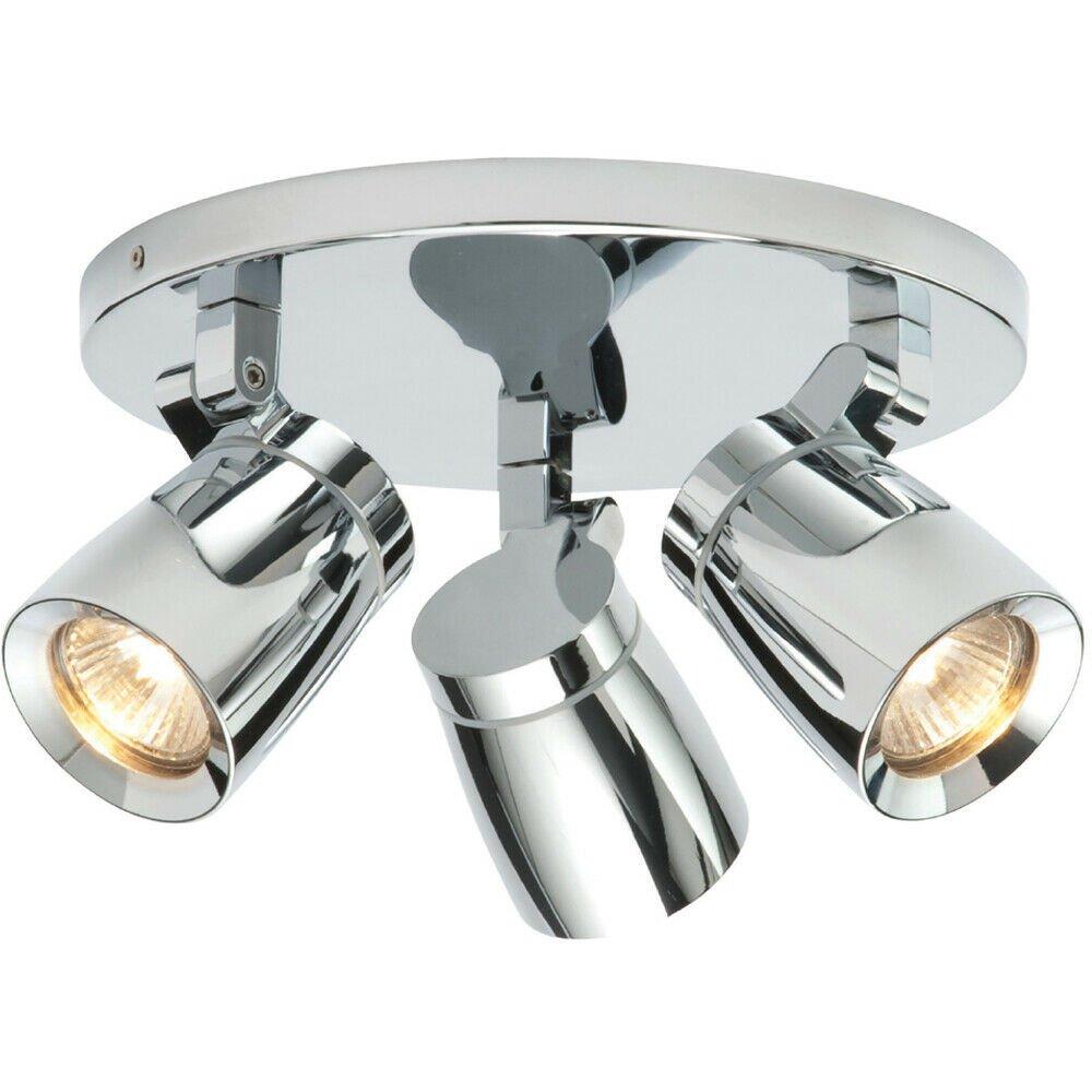 IP44 Bathroom Ceiling Spotlight Chrome Plate Triple Adjustable Round Oval Lamp