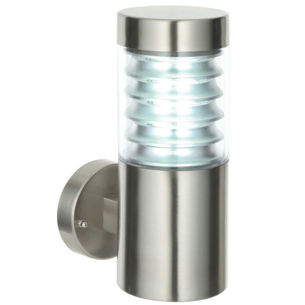 IP44 Outdoor Wall Light Brushed Steel Spiraled Clear Shade Porch Outdoor Lamp