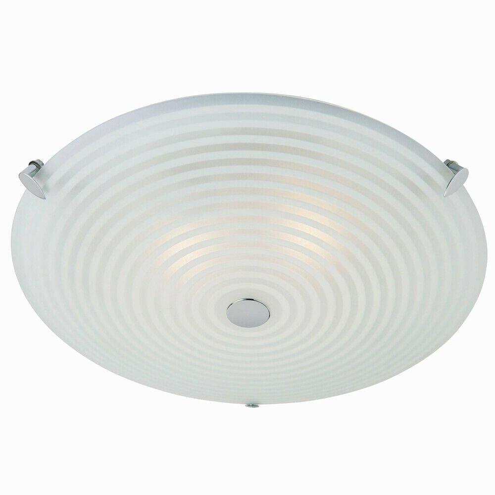 Flush Ceiling Light Frosted/Clear Glass & Chrome Plate 2 x 40W E14 candle