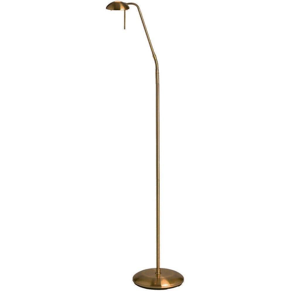 Adjustable Gooseneck Floor Lamp Antique Brass Touch Dimmer Reading / Task Light