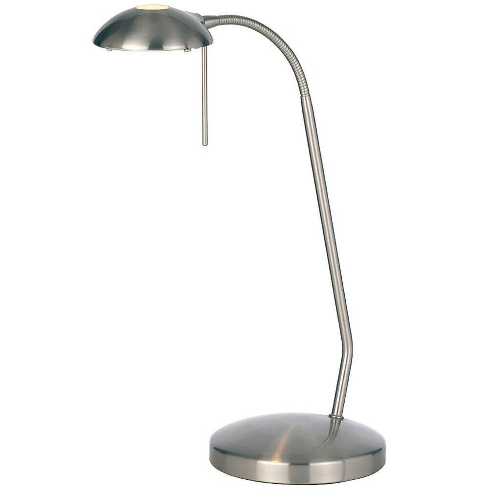 Touch Dimmer Table Lamp Light Satin Chrome & Adjustable Neck Classic Reading