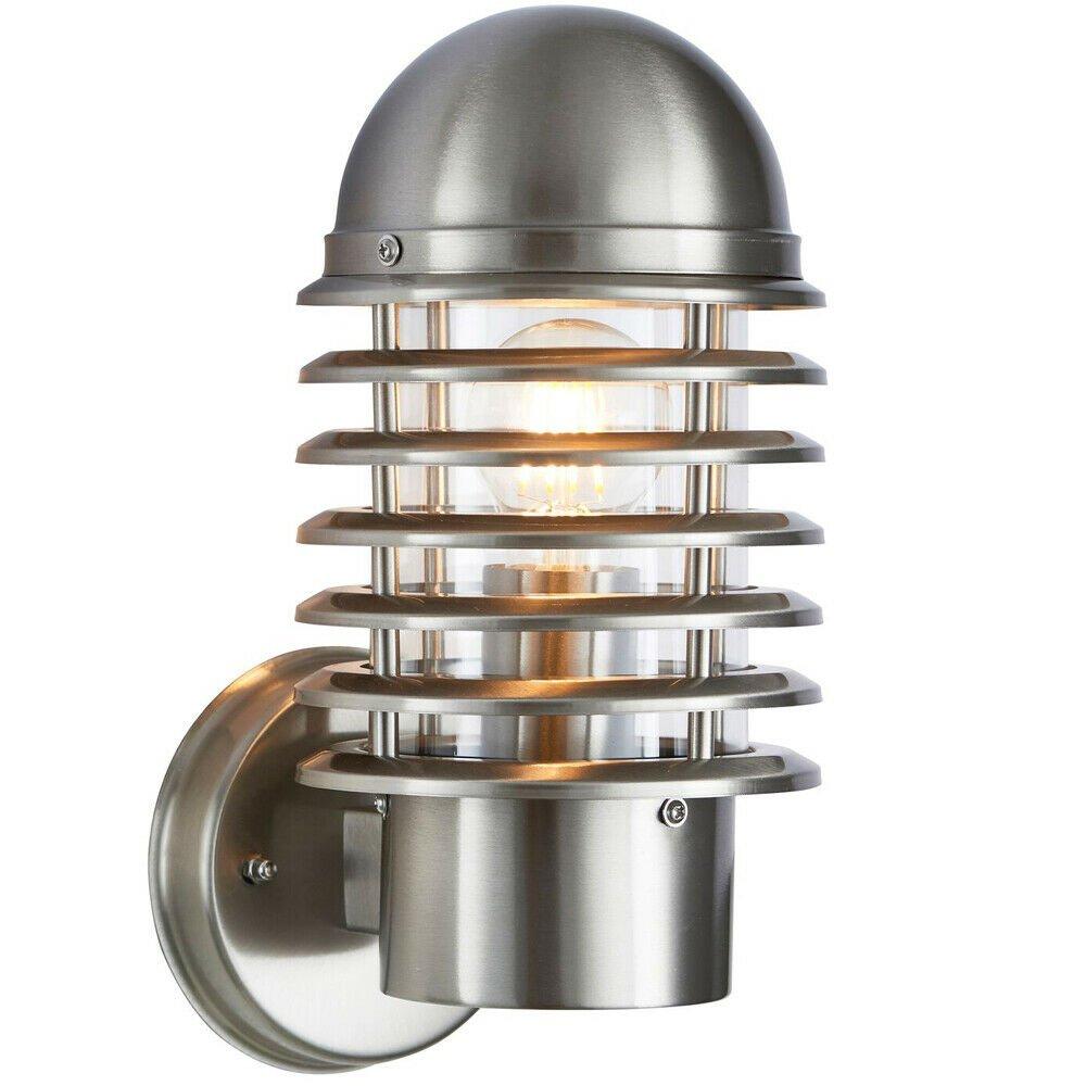IP44 Outdoor Wall Lamp Stainless Steel Round Caged Light Modern Porch Security