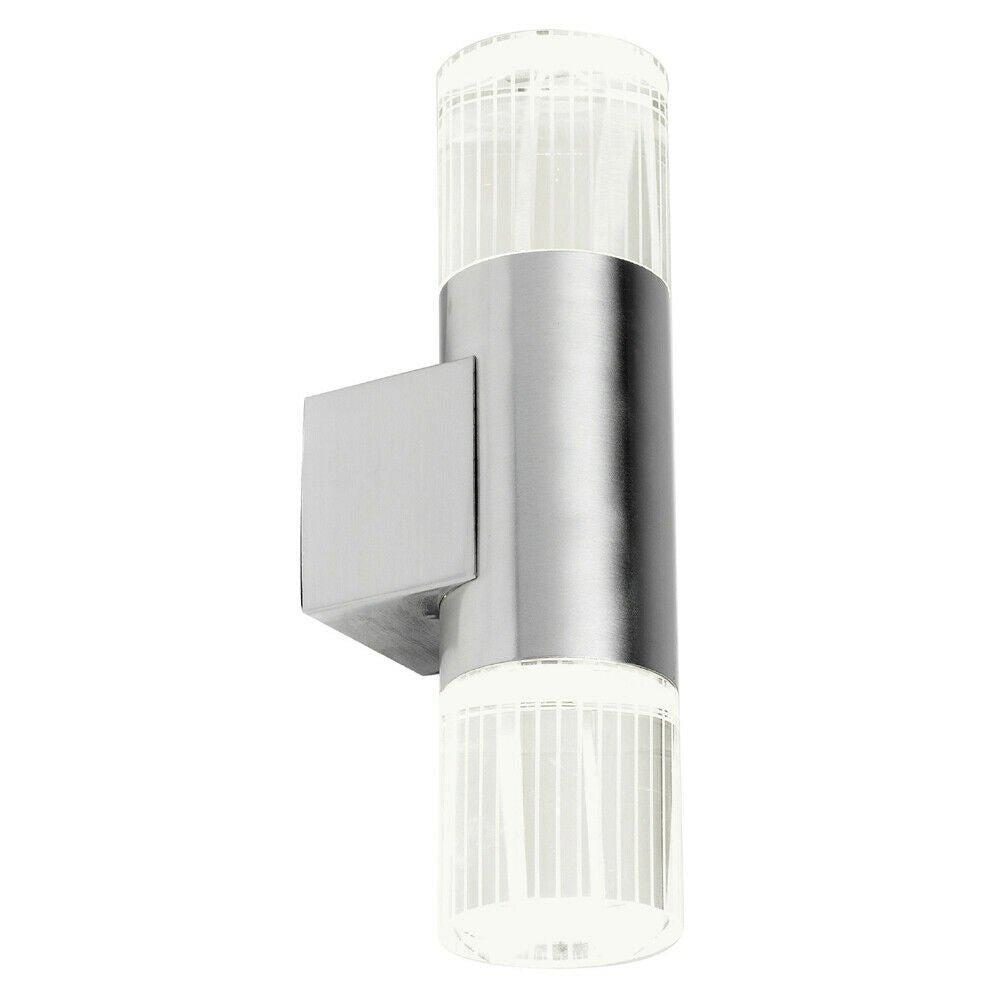 IP44 Accent Outdoor LED Light Steel Double Glass Up Down Wall Lamp Porch Garden