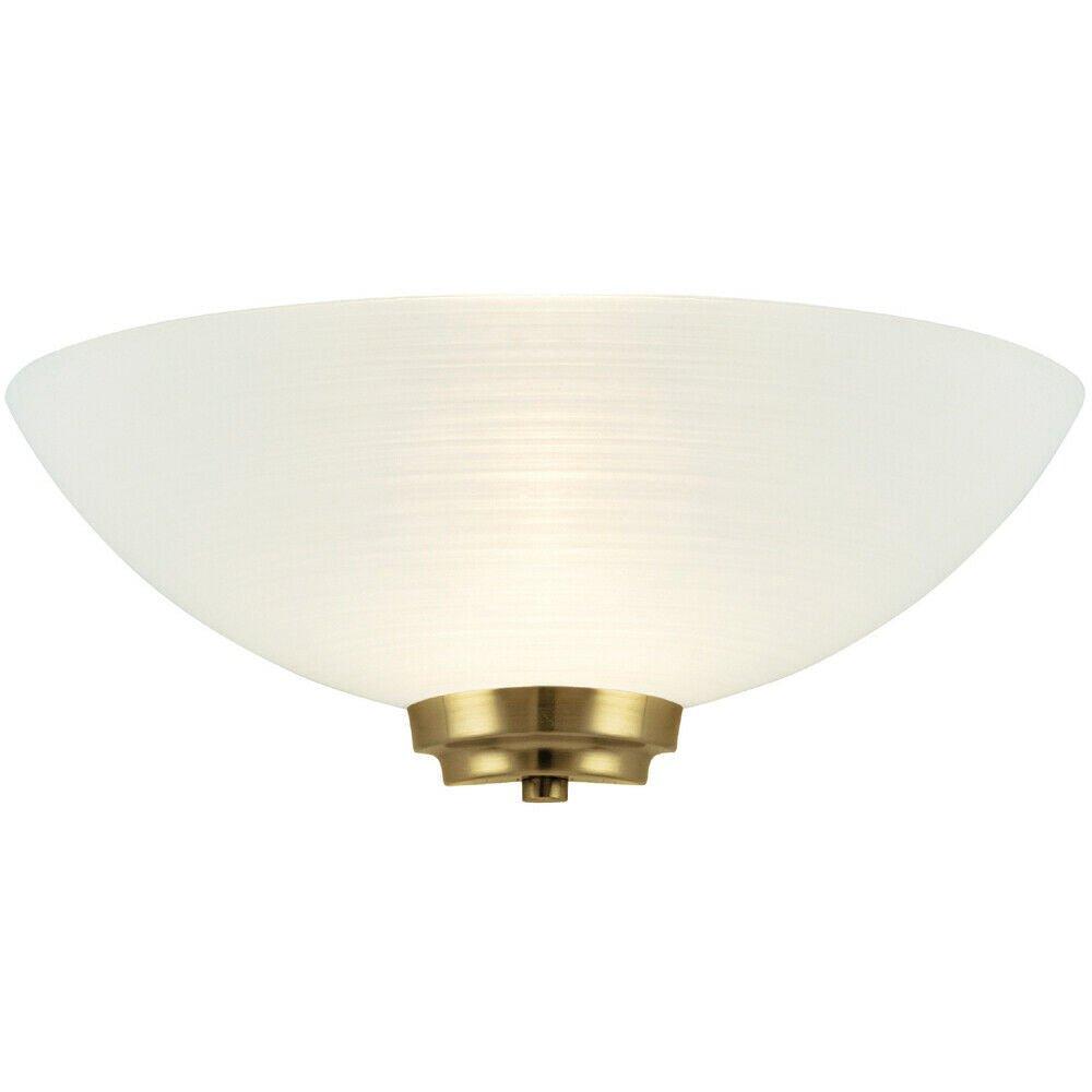 Dimmable LED Wall Light Antique Brass White Line Pattern Glass Shade Dome Lamp