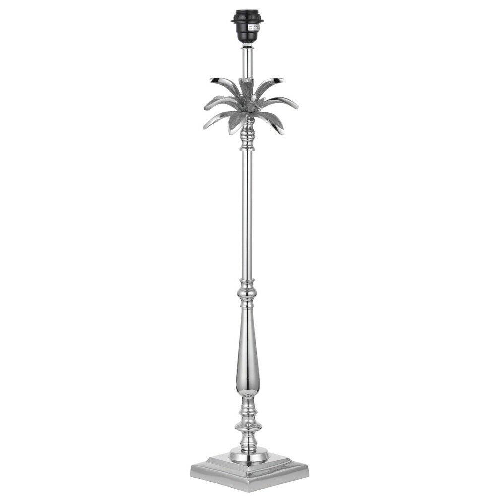Large Metal Table Lamp Polished Nickel Leaf Feature BASE ONLY Palm Tree Light