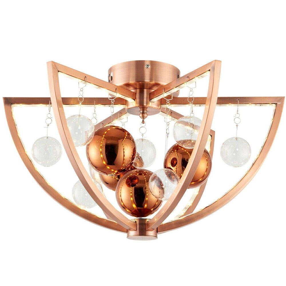Semi Flush Ceiling Light Copper 7.2W Warm White LED Lamp Bulb Fitting Mounted