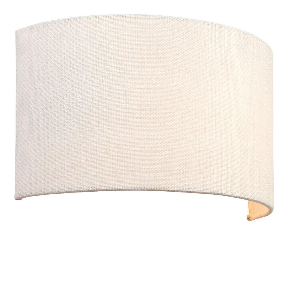 Fabric LED Wall Light Vintage White Semi Circle Linen Shade Sleek Lamp Fitting