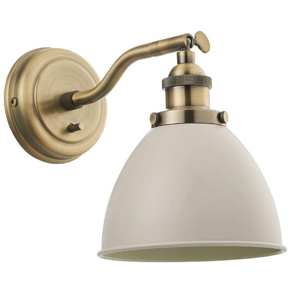 Adjustable Industrial Wall Light Brass & Grey Shade Vintage Arm Lamp Fitting