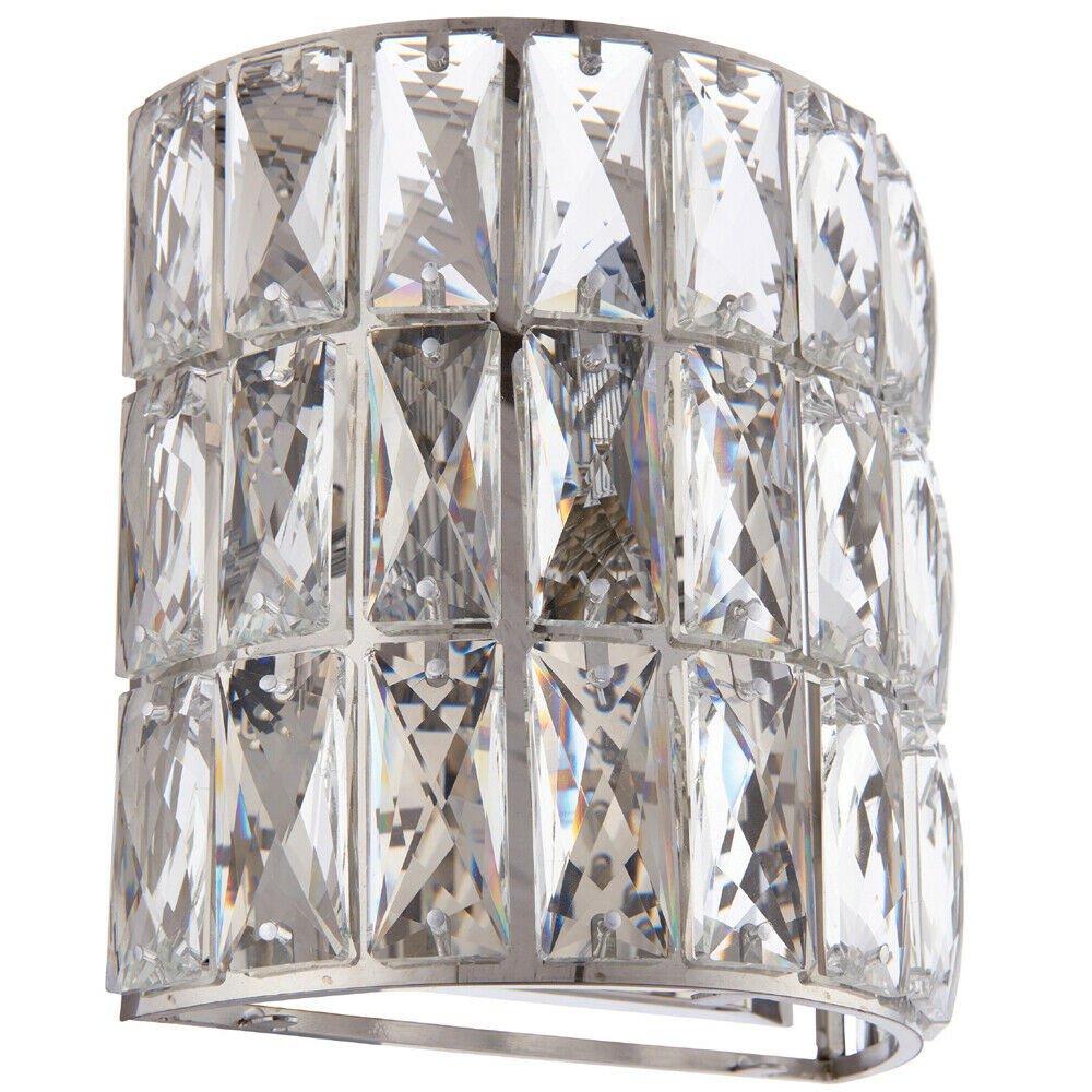 Crystal LED Wall Light Chrome & Clear Glass Shade Pretty Dimmable Lamp Fitting