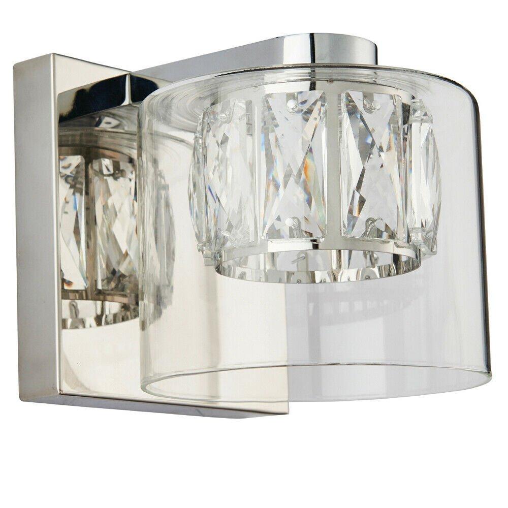 Crystal LED Wall Light Square Chrome & Luxury Shade Modern Glass Lamp Fitting