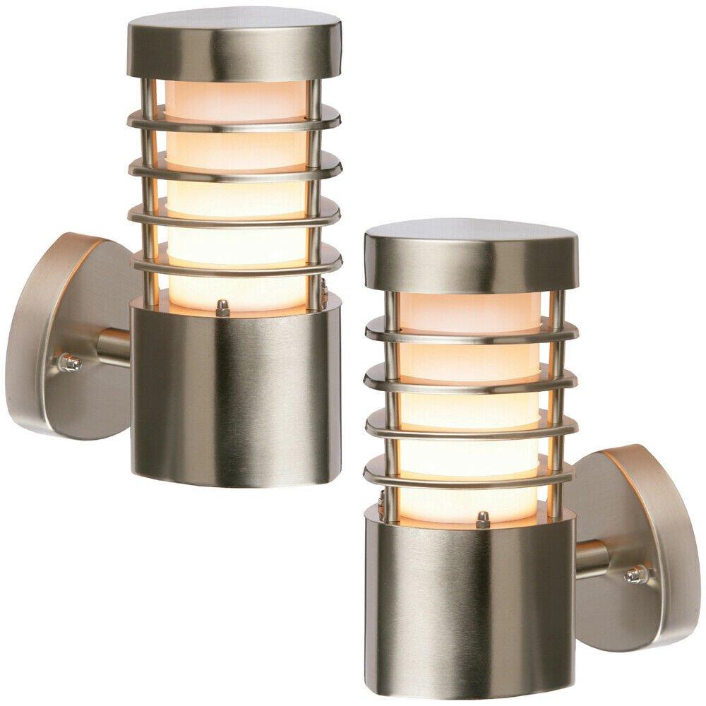 2 PACK IP44 Outdoor Wall Light Stainless Steel Open Lantern Traditional Porch