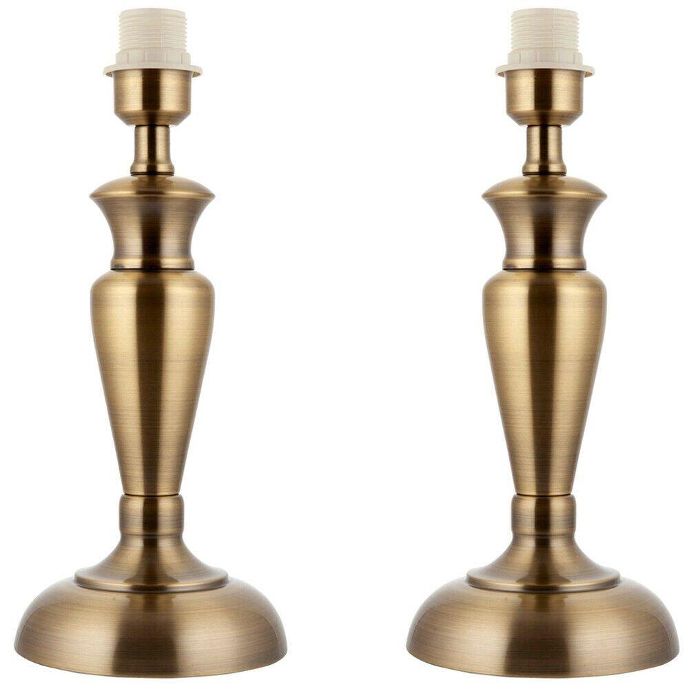2 PACK - Brass Table Lamp Light 355mm Tall Aged Metal Base Only Desk Sideboard