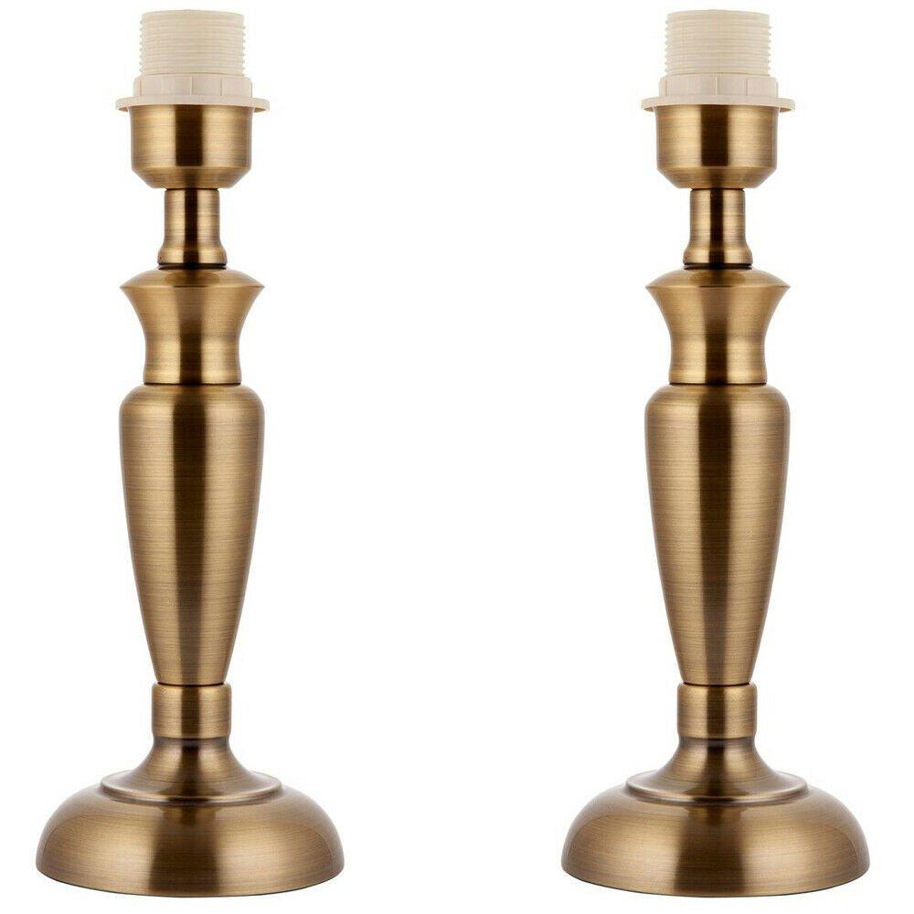 2 PACK - Brass Table Lamp Light 310mm Tall Aged Metal Base Only Desk Sideboard