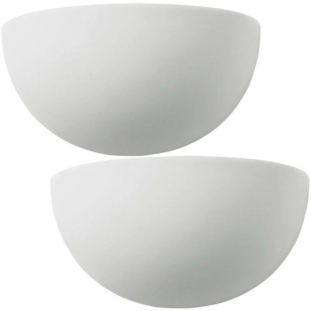 2 PACK Dimmable LED Wall Light Unglazed Ceramic Round Dome Fitting Lounge Lamp