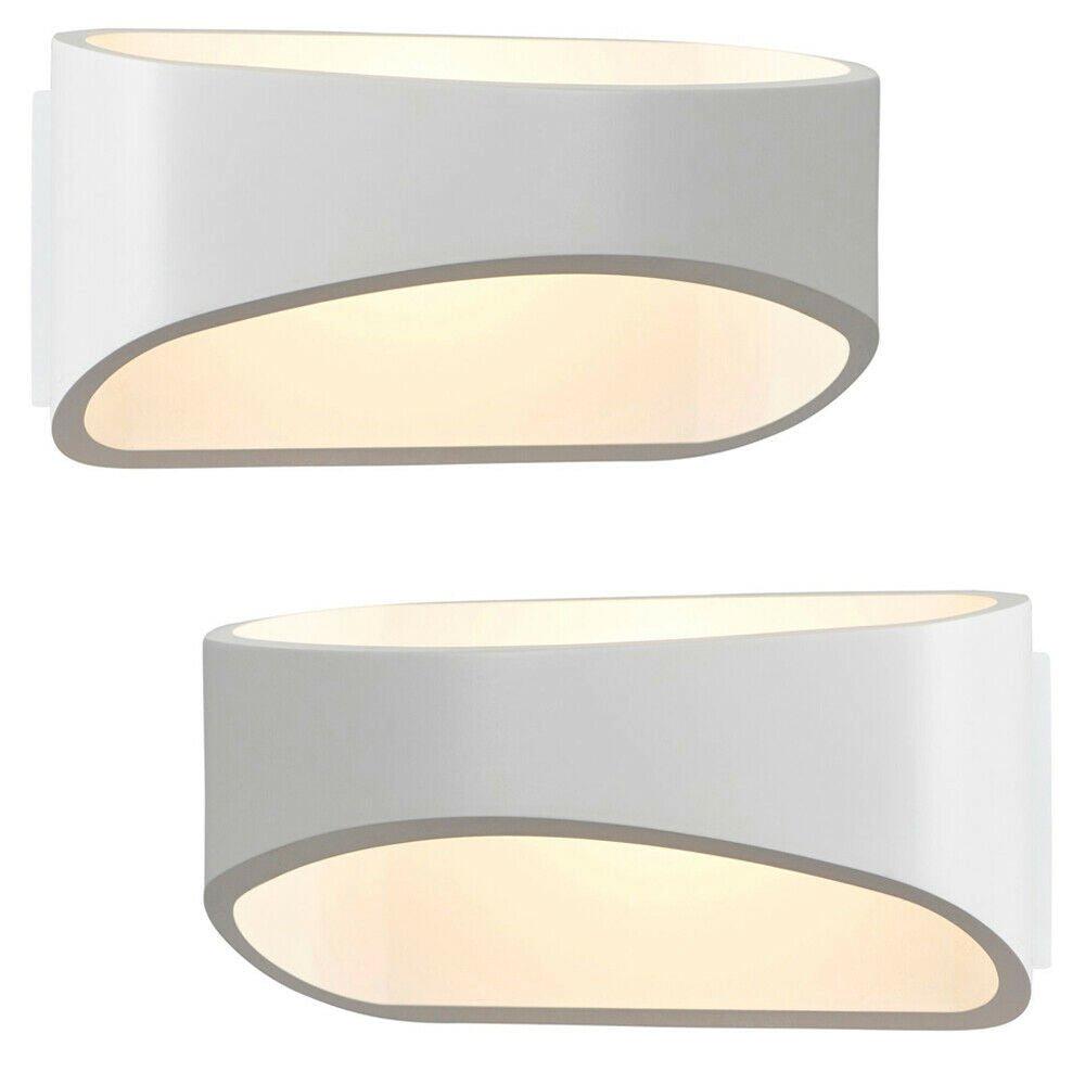 2 PACK Unique LED Wall Light Warm White Matt White Loop Up & Down Bedside Lamp