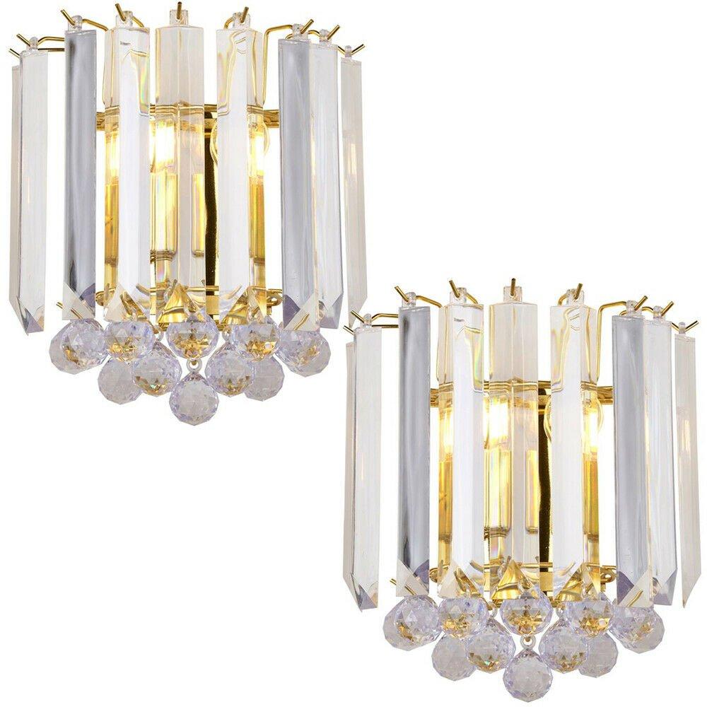 2 PACK Unique Dimmable Wall Light Brass Clear Acrylic Elegant Chandelier Lamp