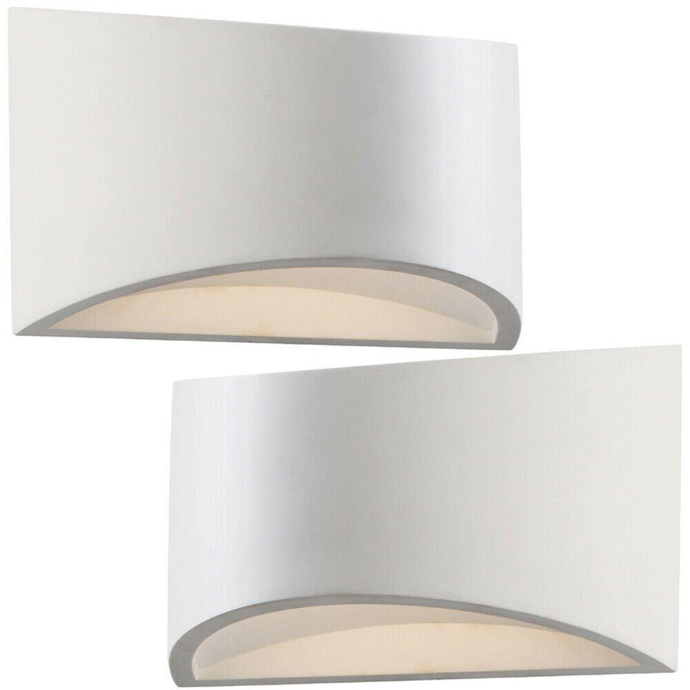2 PACK 200mm LED Wall Light Warm White Primed White (ready to paint) Curved Lamp