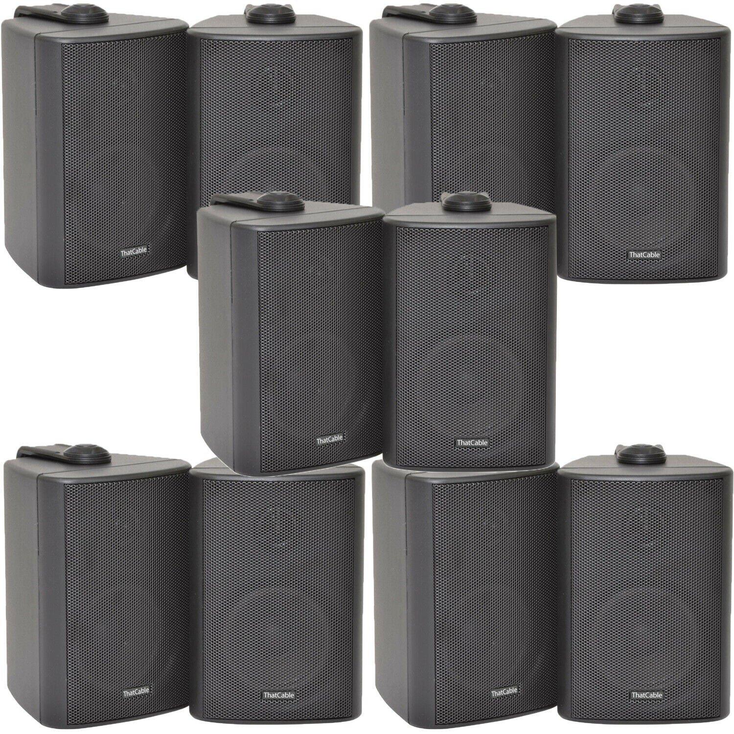 10x 70W 2 Way Black Wall Mounted Stereo Speakers 4