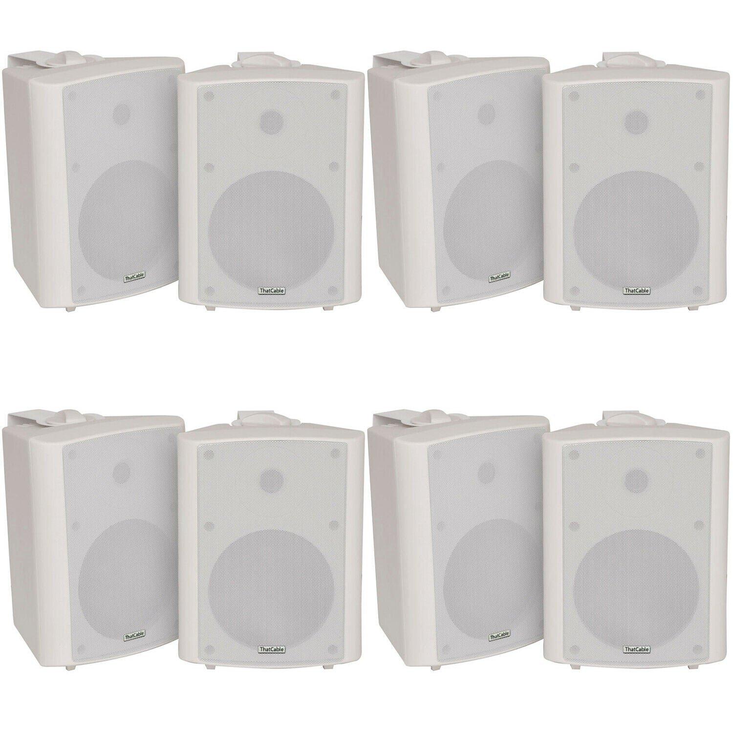 8x 90W White Wall Mounted Stereo Speakers 5.25