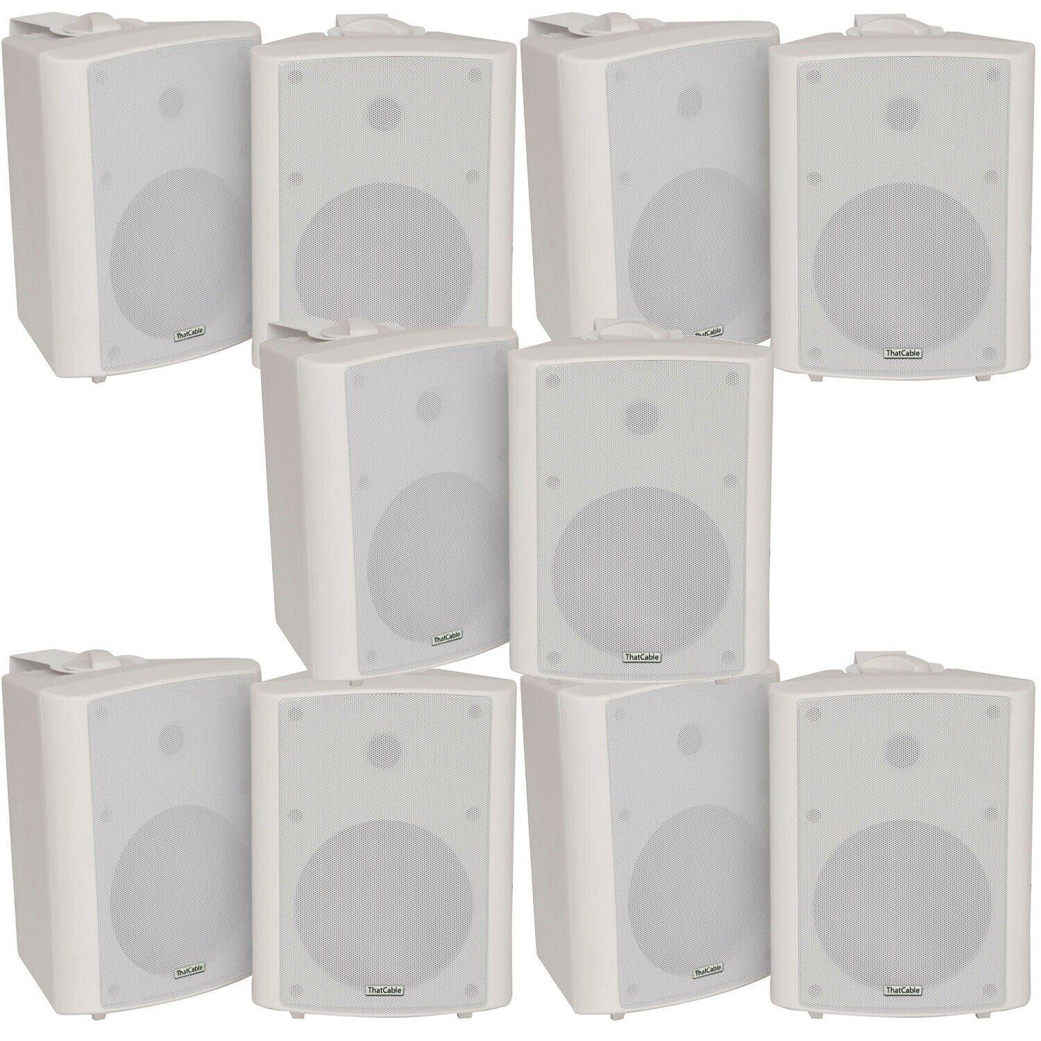 10x 90W White Wall Mounted Stereo Speakers 5.25