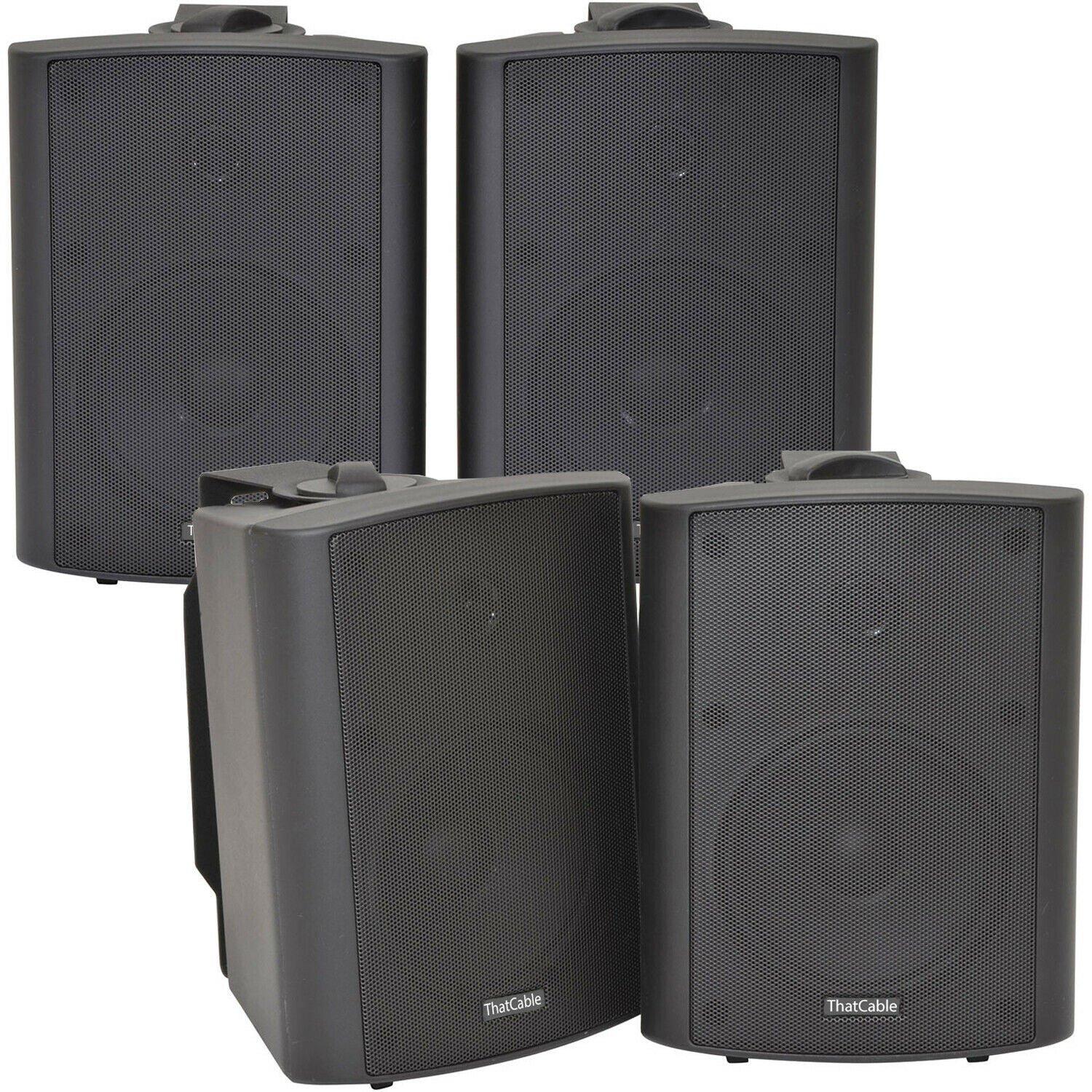 4x 90W Black Wall Mounted Stereo Speakers 5.25