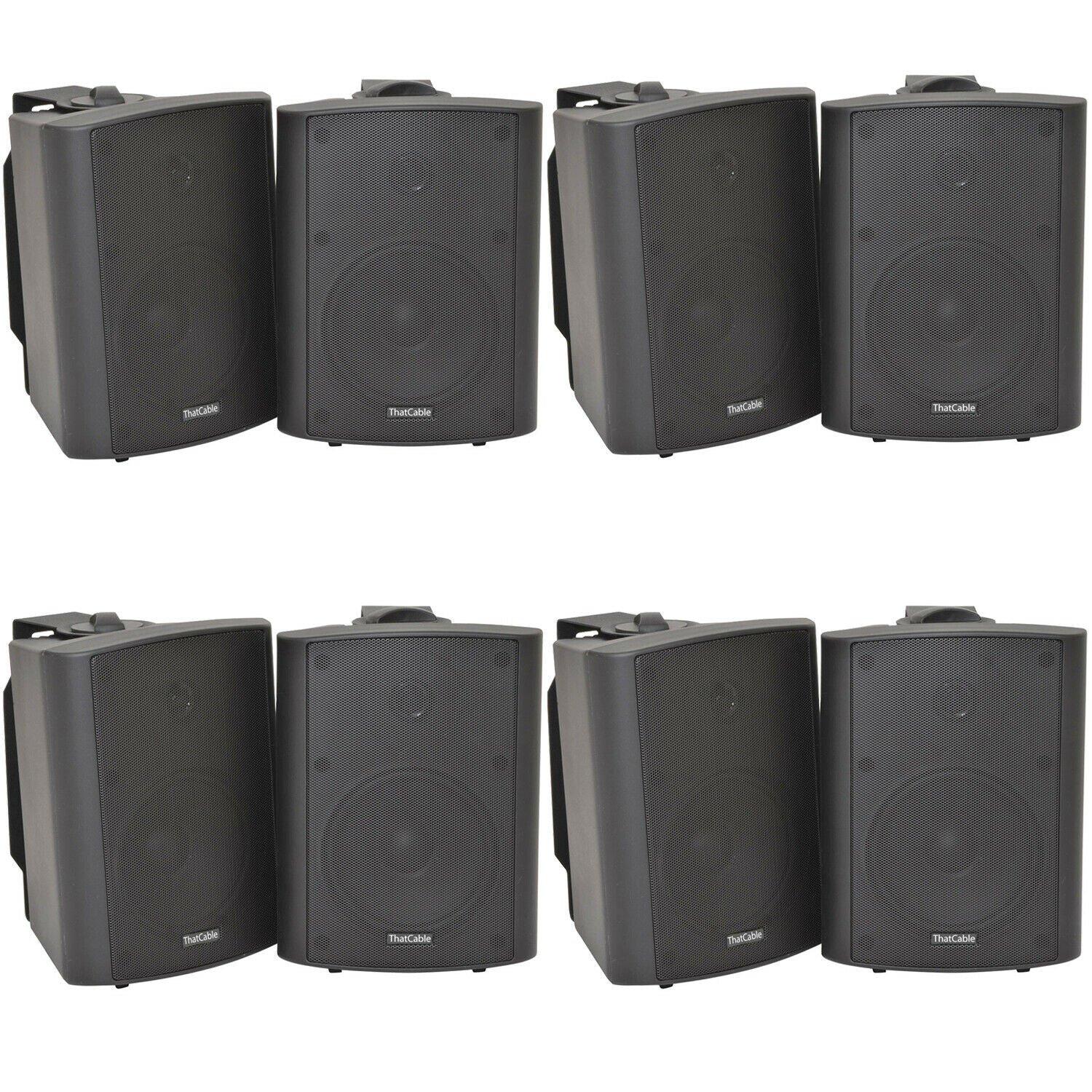 8x 90W Black Wall Mounted Stereo Speakers 5.25