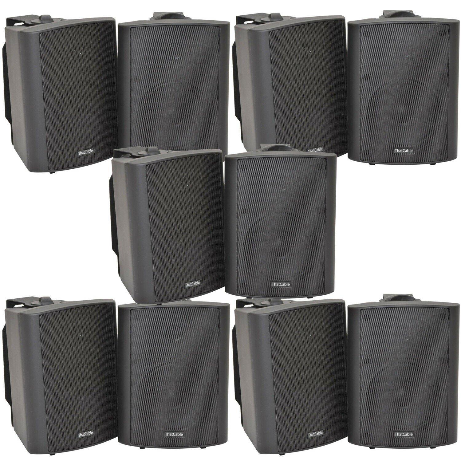 10x 90W Black Wall Mounted Stereo Speakers 5.25