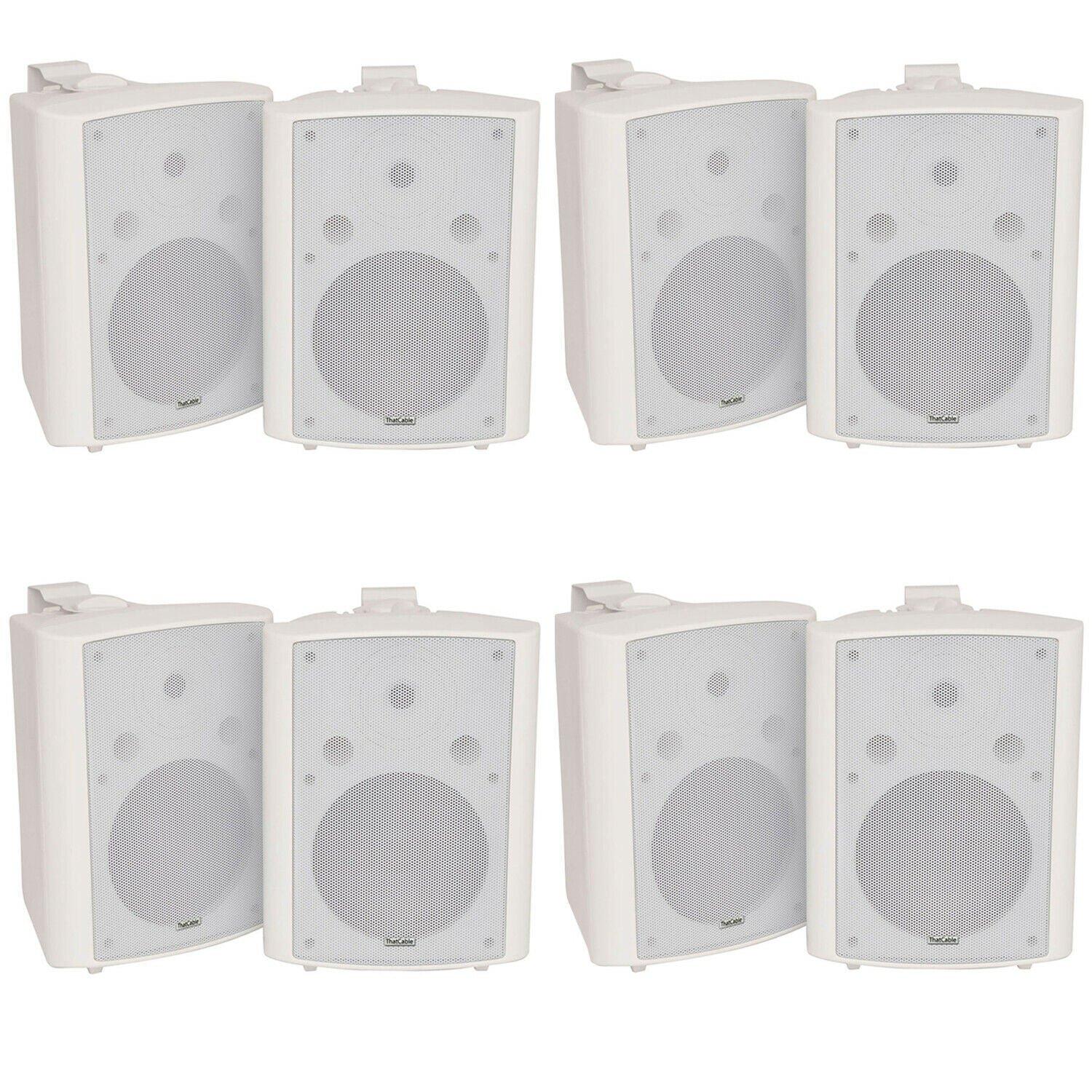 8x 180W White Wall Mounted Stereo Speakers 8