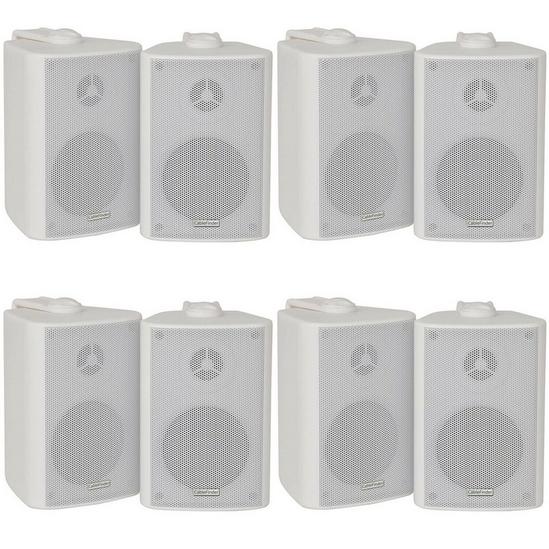 Loops Bluetooth Wall Speaker Kit 4 Zone Stereo Amp & 8x White Wall Background Music 5
