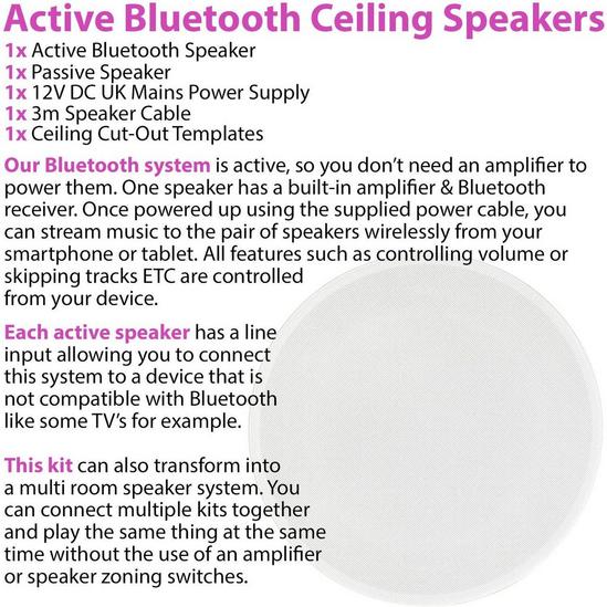 Loops Active Bluetooth Ceiling Speaker Kit 50W Wireless Audio HiFi Streaming System 3