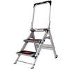 Loops 0.7m PREMIUM TRADE Folding Step Ladders 3 Tread Anti Slip Aluminium Safety Steps thumbnail 1