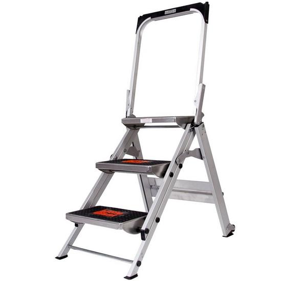 Loops 0.7m PREMIUM TRADE Folding Step Ladders 3 Tread Anti Slip Aluminium Safety Steps 1