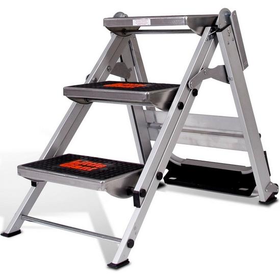 Loops 0.7m PREMIUM TRADE Folding Step Ladders 3 Tread Anti Slip Aluminium Safety Steps 3