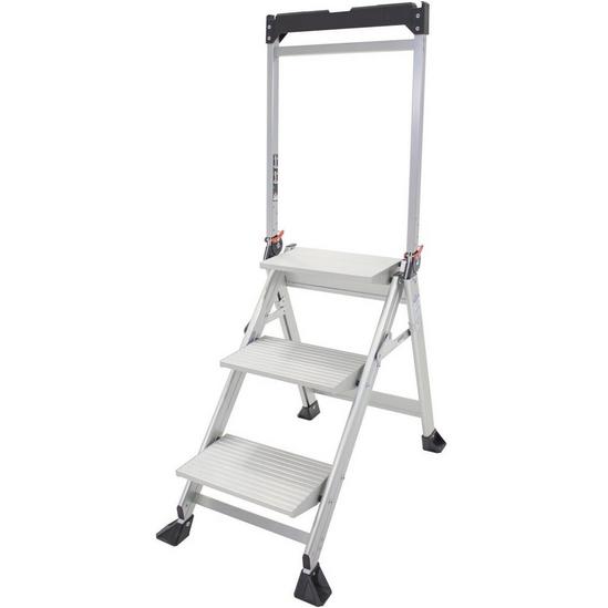 Loops 0.7m PREMIUM JUMBO Folding Step Ladders 3 Tread Anti Slip Aluminium Safety Steps 1