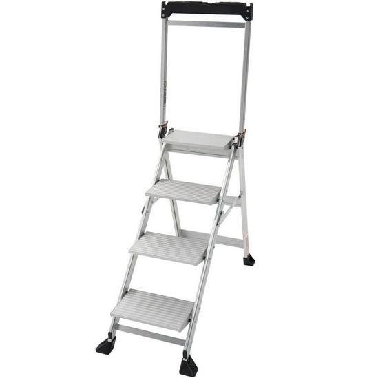 Loops 0.9m PREMIUM JUMBO Folding Step Ladders 4 Tread Anti Slip Aluminium Safety Steps 1