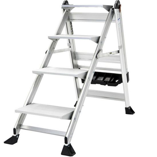 Loops 0.9m PREMIUM JUMBO Folding Step Ladders 4 Tread Anti Slip Aluminium Safety Steps 3