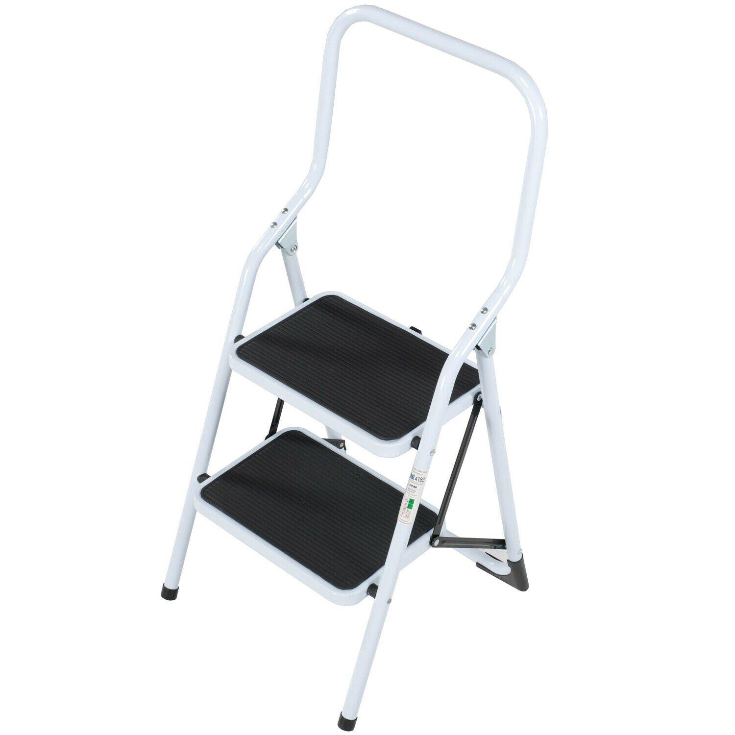 0.5m Folding Step Ladder Safety Stool 2 Tread Compact Anti Slip Rubber Steps