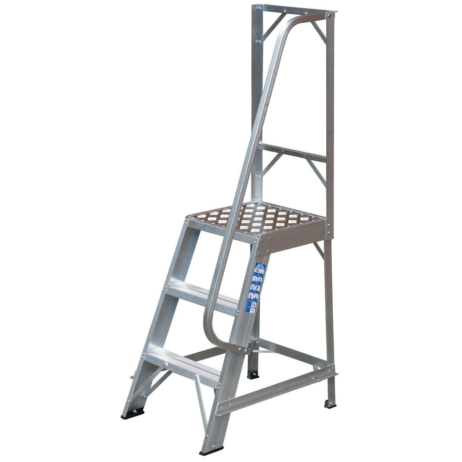 0.7m Heavy Duty Single Sided Fixed Step Ladders Handrail Platform Safety Barrier