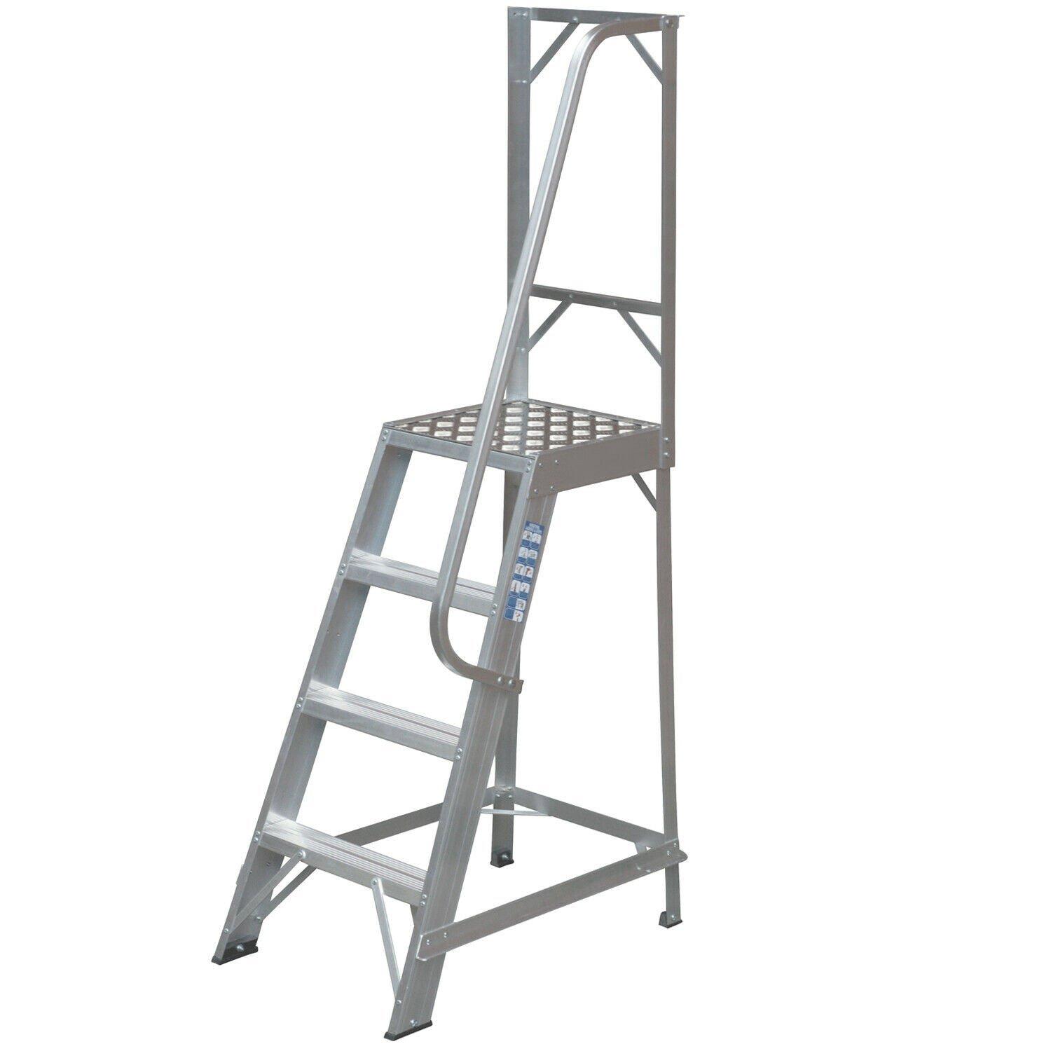 1m Heavy Duty Single Sided Fixed Step Ladders Handrail Platform Safety Barrier