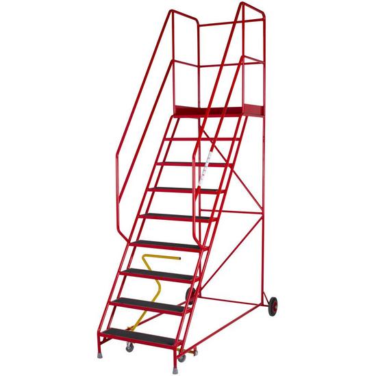 Loops 9 Tread HEAVY DUTY Mobile Warehouse Stairs Anti Slip Steps 3.03m Safety Ladder 1