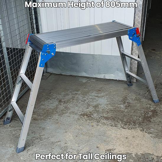 Loops 1440 x 800mm Tall Step Up Work Platform Aluminium Lightweight Foldable Ladder 1