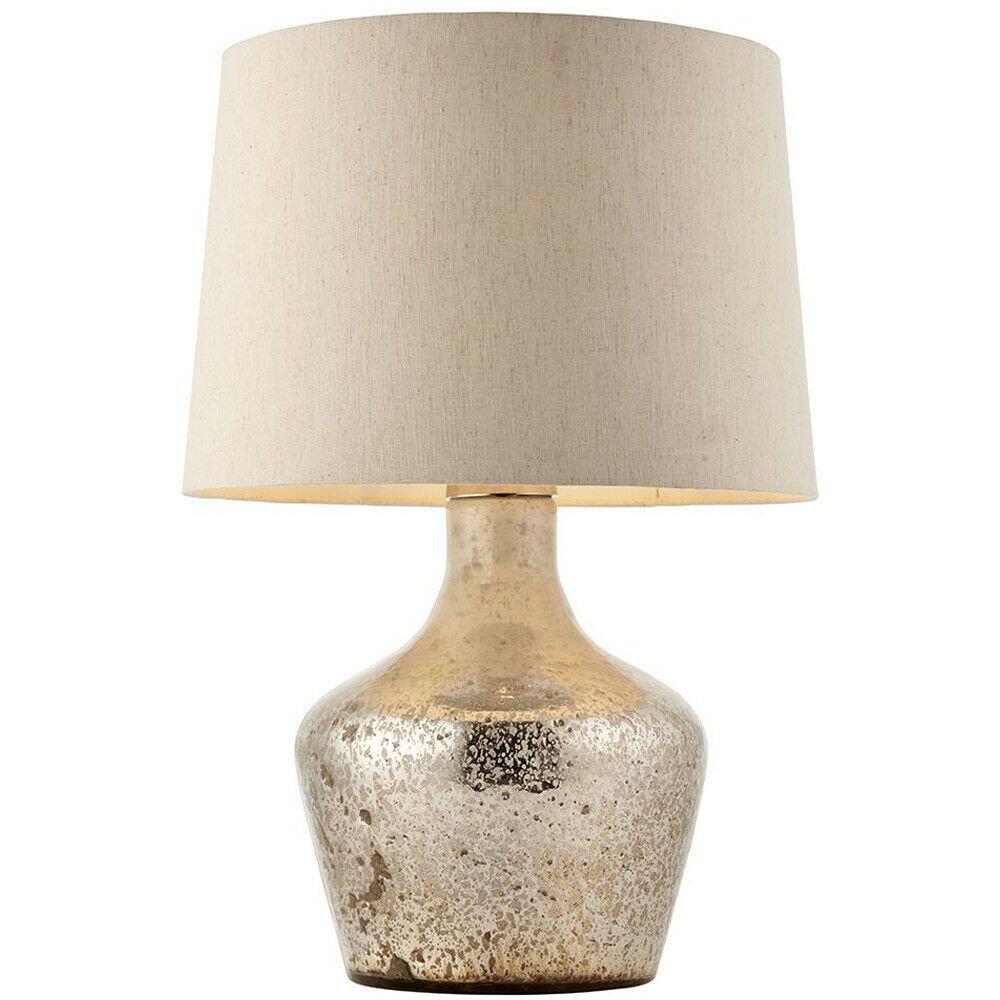 Modern Table Lamp Hammered Pearl Ombre & White Linen Shade Feature Bedside Light