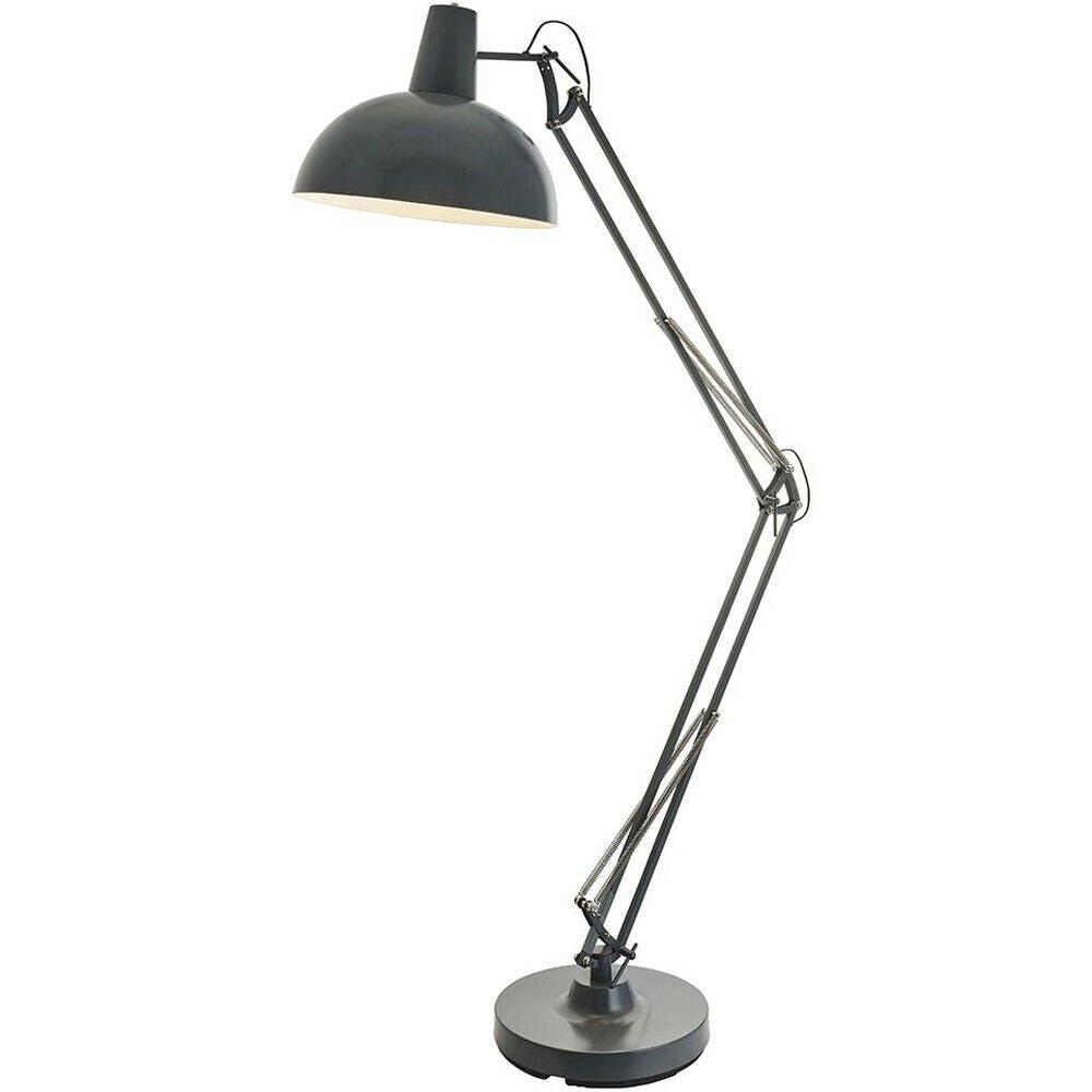 1.7m Adjustable Swing Arm Floor Lamp SLATE GREY Free Standing Living Room Light