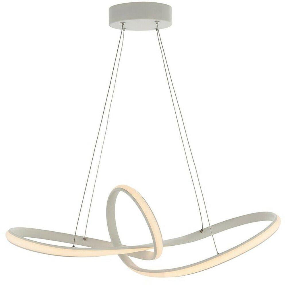 LED Ceiling Pendant Light 31W Warm White Matt White Infinity Loop Feature Lamp